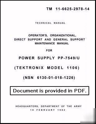 Tek tektronix 1106 maintenance service technical manual
