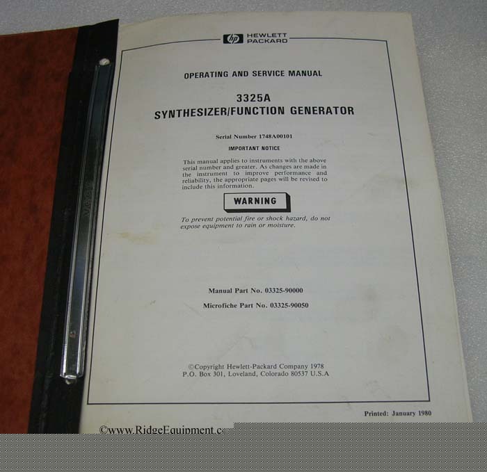 Hp 3325A operating & service manual