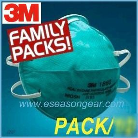 3M 1860/1860S N95 respirator/mask, ash/dust/flu pack/10