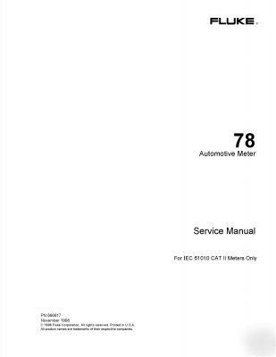 Fluke 78 automotive meter user + oper & service manual