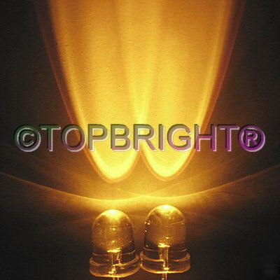 New 200 pcs 8MM wide angle 45KMCD yellow led f/r 40Â° 