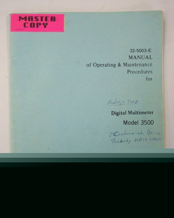 Data precision 3500 operating and maintenance manual