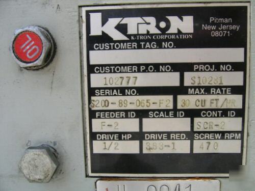 2â€ k-tron screw feeder; stainless steel (2921)