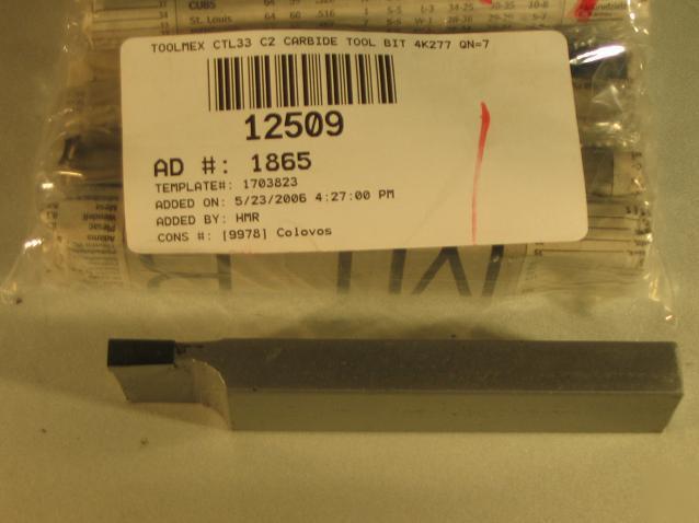Toolmex CTL33 C2 carbide tool bit 4K277 qn=7