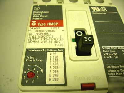 Westinghouse motor circuit protector 30 amp 600 volt