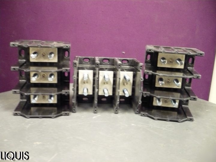 Lot of 3 buss 16390-3 stud power distribution block