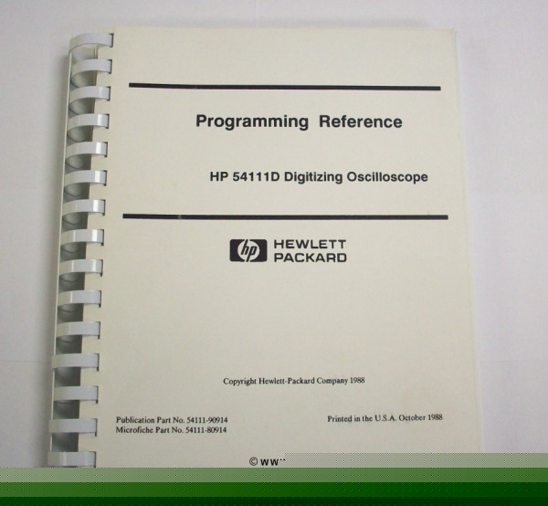 Hp 54111D digitizing scope programming ref manual