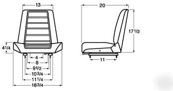 Universal forklift seat, replacement lift truck seat, 