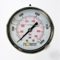 63MM hydraulic pressure gauge rear entry 0-10000 psi