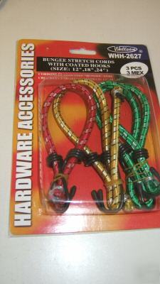 Bungee stretch cords asst 12