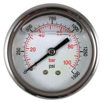 63MM hydraulic pressure gauge rear entry 0 - 1500 psi