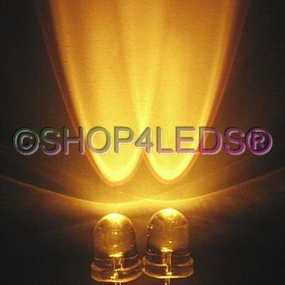 New 50 pcs 8MM wide angle 45KMCD yellow led f/r 40Â° 