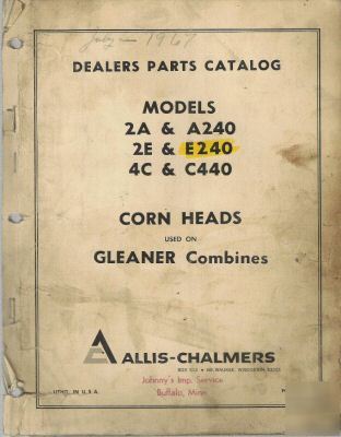 Ac pts ctlg for 2A, A240, 2E, E240, 4C, C440 corn heads