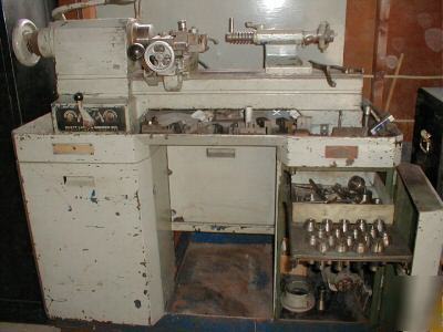 Rivett lathe w tailstock, turret, tooling sim hardinge 