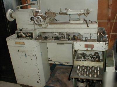 Rivett lathe w tailstock, turret, tooling sim hardinge 