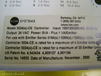 Ion systems ionization set 5024E controller aerobars