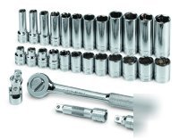 27PC 3/8IN. dr. sae std/deep/flex 6 pt socket set -s k