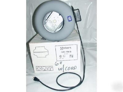  6 inch 309 cfm elicent inline fan w/power cord.