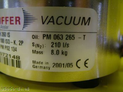 Pfeiffer vacuum turbomolecular turbopump tmh 260 is