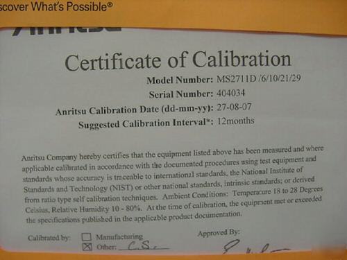 Anritsu ms-2711D spectrum master 100KHZ-3GHZ freq 