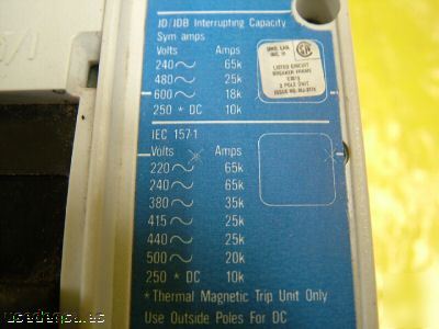 Westinghouse JD3250F circuit breaker 250A 3 pole