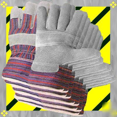 48PR large cowhide work gloves leather palm reinforced