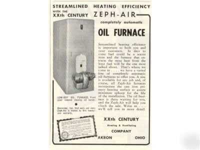 Xxth century oil furnace akron oh ad 1951 zeph air