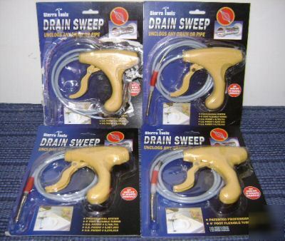 New sierra tools drain clog sweep unclog sink lot of 4 