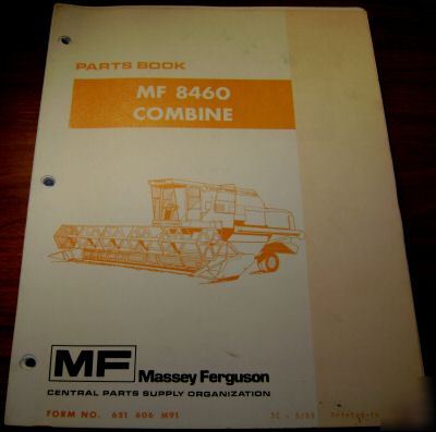 Massey ferguson 8460 combine parts catalog book mf